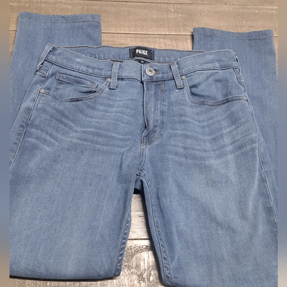 PAIGE Federal Men's Jeans Slim Straight Size 30x30 Blue Stretch Denim USA Made - Picture 2 of 10